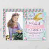 アンダーザシーマーメイドテール誕生日招待 招待状 (正面/裏面)