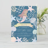 アンダーザシーマーメイドネイビー誕生日招待状 招待状 (スタンド正面)