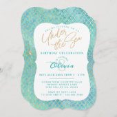 アンダーザシーマーメイドフォト誕生日招待状 招待状 (正面/裏面)