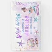 アンダーザシーマーメイドプールパーティーガール誕生日 横断幕 (縦)