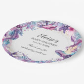 アンダーザシーマーメイドベイビーシャワーパープルターコイズ ペーパープレート (アングル)