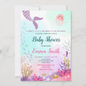 アンダーザシーマーメイドベビーシャワー招待状ガール 招待状 (正面)