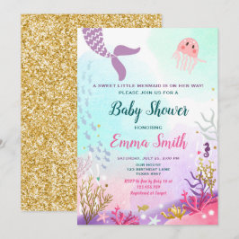 アンダーザシーマーメイドベビーシャワー招待状ガール 招待状