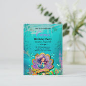 アンダーザシーマーメイド誕生日ガールパーティー インビテーションポストカード (スタンド正面)