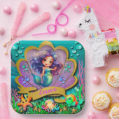 アンダーザシーマーメイド誕生日ガールパーティー ペーパープレート (パーティー)