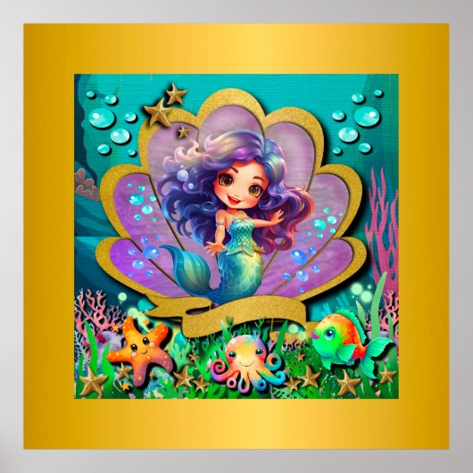 アンダーザシーマーメイド誕生日ガールパーティー ポスター (正面)