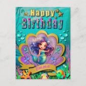 アンダーザシーマーメイド誕生日ガールパーティー ポストカード (正面)