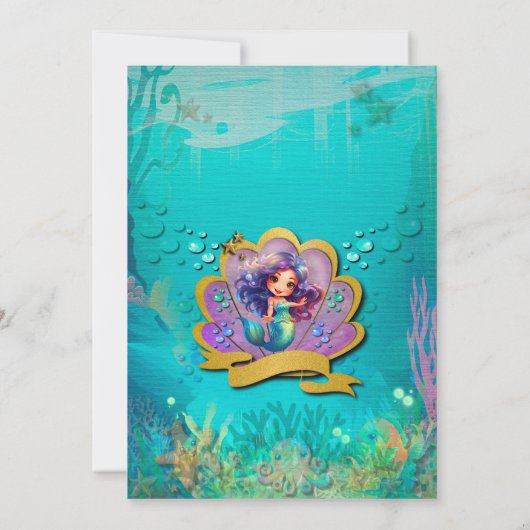 アンダーザシーマーメイド誕生日ガールパーティー 招待状 (裏面)