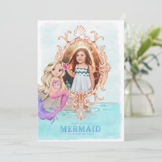 アンダーザシーマーメイド誕生日写真招待状 招待状 (スタンド正面)