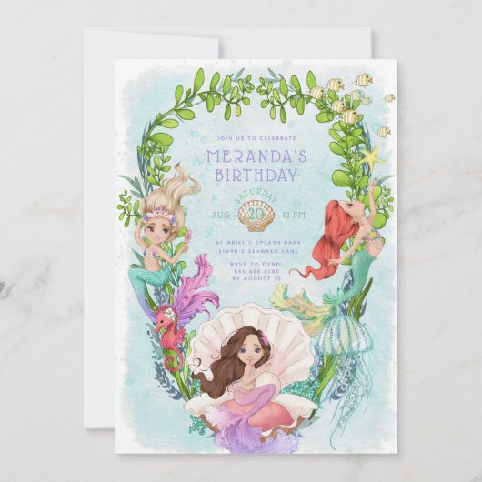 アンダーザシーマーメイド誕生日写真招待状 招待状 (裏面)