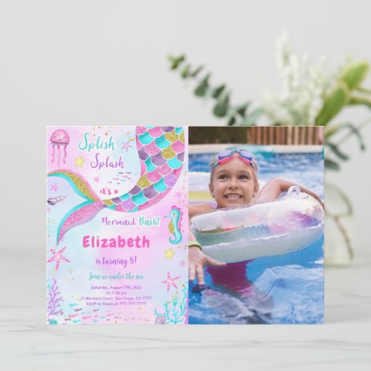 アンダーザシーマーメイド誕生日写真招待状 招待状 (スタンド正面)