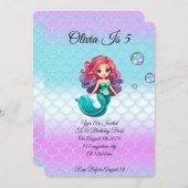 アンダーザシーマーメイド誕生日招待状 招待状 (正面/裏面)
