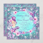 アンダーザシーマーメイド誕生日招待状 招待状 (正面/裏面)