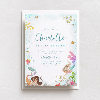 アンダーザシーマーメイド誕生日招待状 招待状