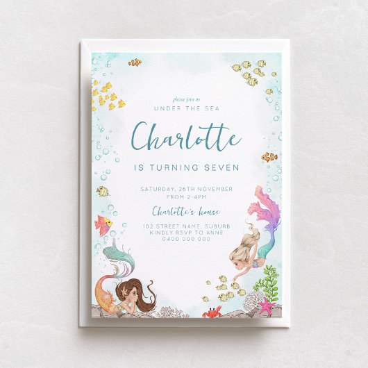 アンダーザシーマーメイド誕生日招待状 招待状