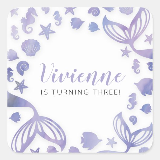 アンダーザシーマーメイド誕生日 スクエアシール (正面)