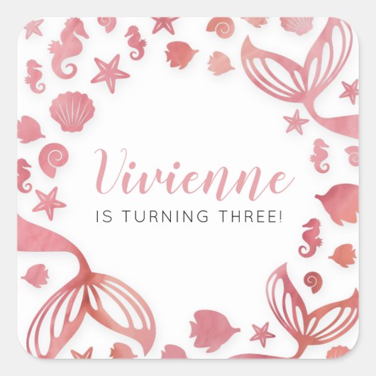 アンダーザシーマーメイド誕生日 スクエアシール (正面)