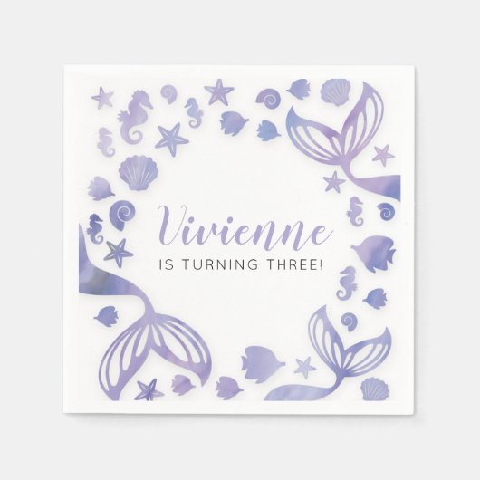 アンダーザシーマーメイド誕生日 スタンダードカクテルナプキン (正面)