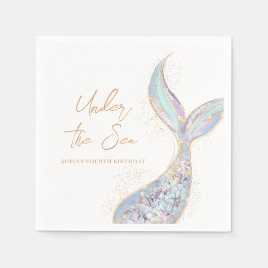 アンダーザシーマーメイド誕生日 スタンダードカクテルナプキン (正面)