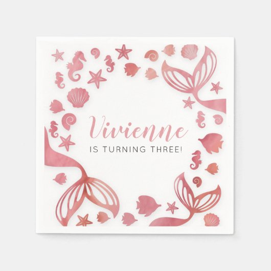 アンダーザシーマーメイド誕生日 スタンダードカクテルナプキン (正面)