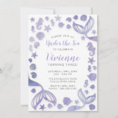 アンダーザシーマーメイド誕生日 招待状 (正面)