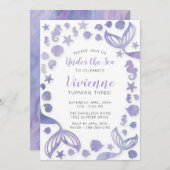 アンダーザシーマーメイド誕生日 招待状 (正面/裏面)