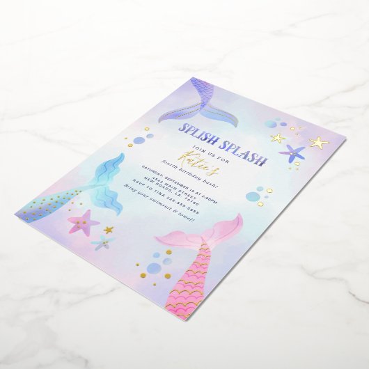 アンダーザシーマーメイド誕生日 箔招待状 (回転した状態)
