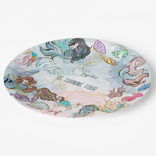 アンダーザシーメルメイズ子供の誕生日 ペーパープレート (アングル)