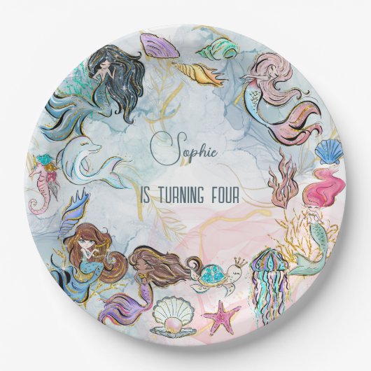 アンダーザシーメルメイズ子供の誕生日 ペーパープレート (正面)
