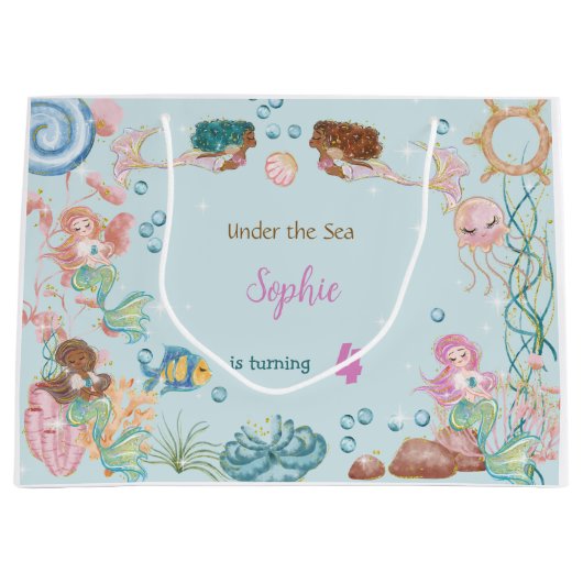 アンダーザシーメルメイズ子供の誕生日 ラージペーパーバッグ (正面)