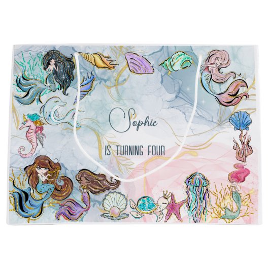 アンダーザシーメルメイズ子供の誕生日 ラージペーパーバッグ (正面)