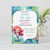 アンダーザシーリトルマーメイド誕生日招待状 招待状 (スタンド正面)