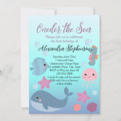 アンダーザシーワン海ビーチガールズファースト誕生日 招待状 (正面)