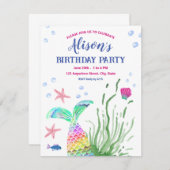 アンダーザシー名前をカスタムするパーティの招待状 招待状 (正面/裏面)