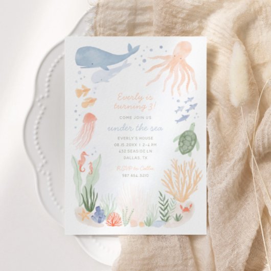 アンダーザシー子供の誕生日パーティの招待状 招待状