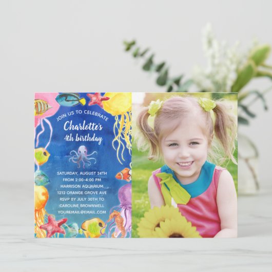 アンダーザシー子供の誕生日パーティー写真 招待状 (スタンド正面)