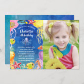 アンダーザシー子供の誕生日パーティー写真 招待状 (正面/裏面)