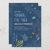 アンダーザシー水中競技海キッド誕生日カード 招待状 (正面/裏面)