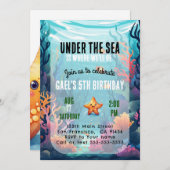 アンダーザシー海アニマルボーイ誕生日招待状 招待状 (正面/裏面)