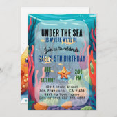 アンダーザシー海アニマルボーイ誕生日招待状 招待状 (正面/裏面)
