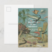 アンダーザシー海シーアニマルレトロ誕生日 インビテーションポストカード (正面/裏面)