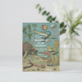 アンダーザシー海シーアニマルレトロ誕生日 インビテーションポストカード (スタンド正面)