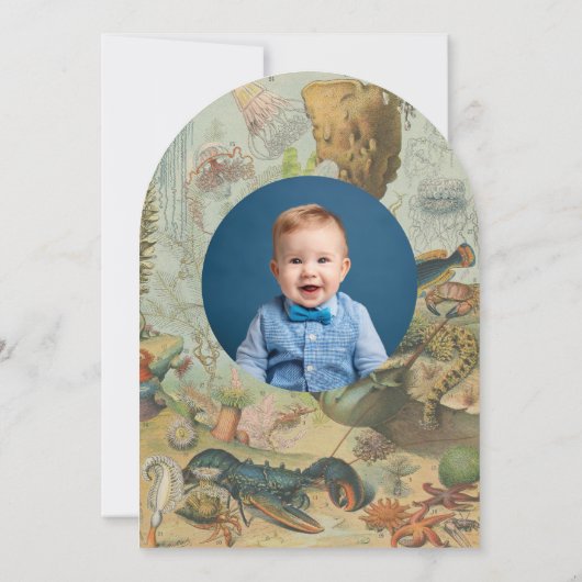 アンダーザシー海シーアニマルレトロ誕生日 招待状 (裏面)