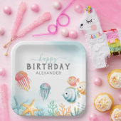 アンダーザシー海ハッピーバースデー ペーパープレート (パーティー)