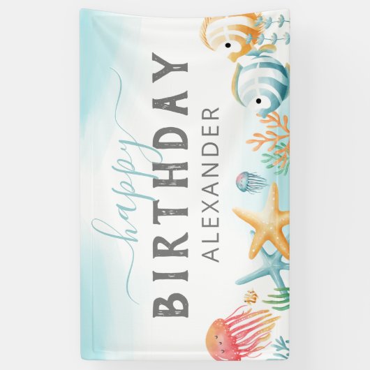 アンダーザシー海ハッピーバースデー 横断幕 (縦)