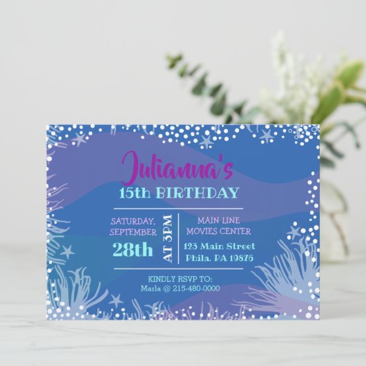 アンダーザシー海プール誕生日 招待状 (スタンド正面)