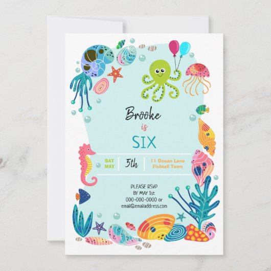 アンダーザシー海子供の誕生日パーティの招待状 (正面)