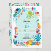 アンダーザシー海子供の誕生日パーティの招待状 (正面/裏面)