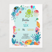 アンダーザシー海子供の誕生日パーティー インビテーションポストカード (正面)