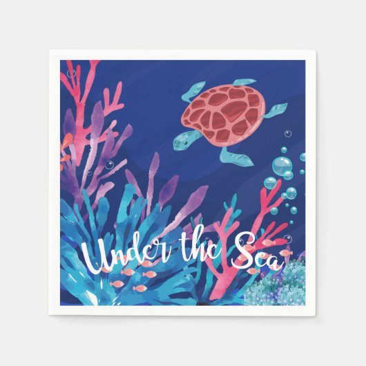 アンダーザシー海第1男の赤ちゃん誕生日 スタンダードカクテルナプキン (正面)